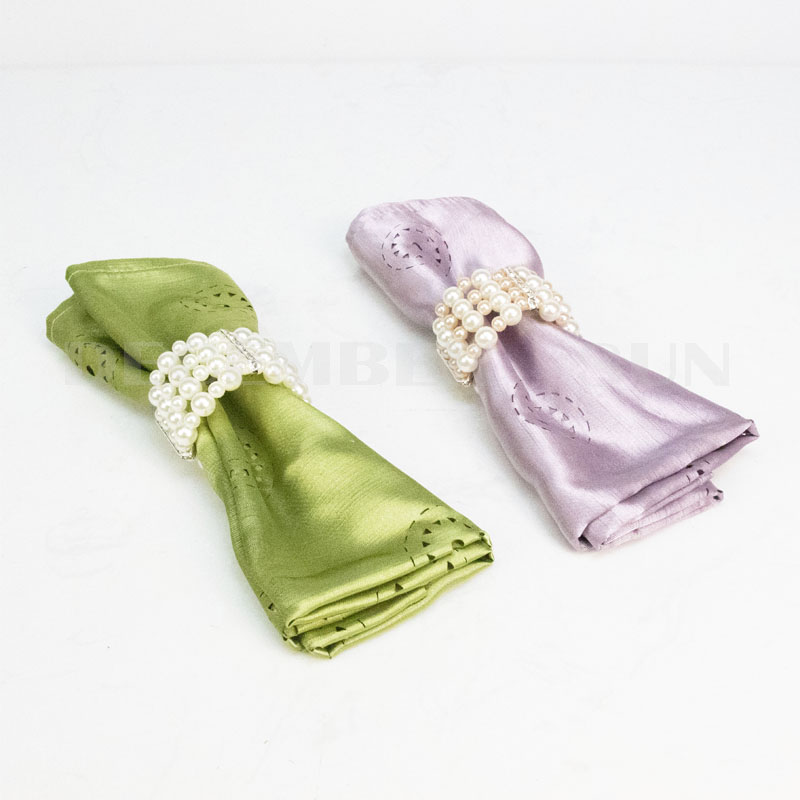 Anillo de servilleta de perlas de brillo hermoso al por mayor