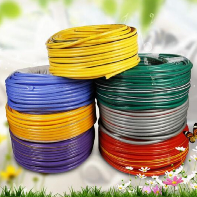 Venta caliente colorido flexible de fibra trenzada de plástico reforzado pvc manguera de agua de jardín