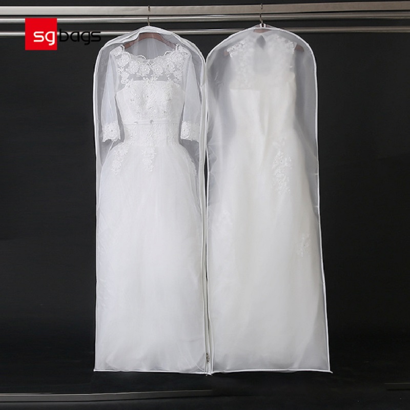 SGW08 2020 personalizado impreso extra largo nupcial transpirable vestido vestido cubierta bolsa de ropa para vestido de novia