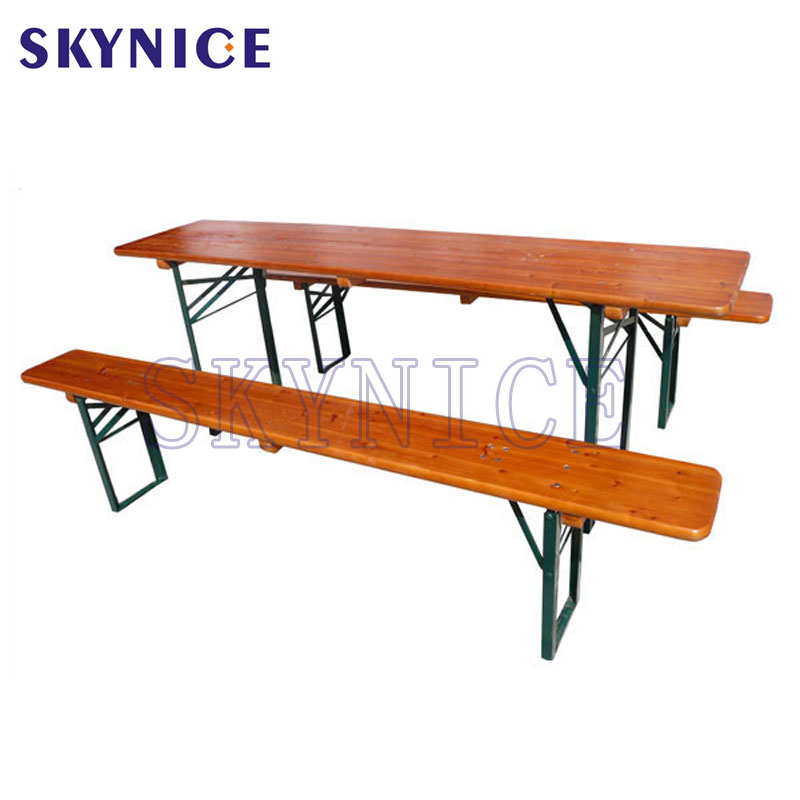 Conjunto de mesa de picnic de madera al aire libre de venta caliente Conjunto de mesa y sillas de jardín de cerveza