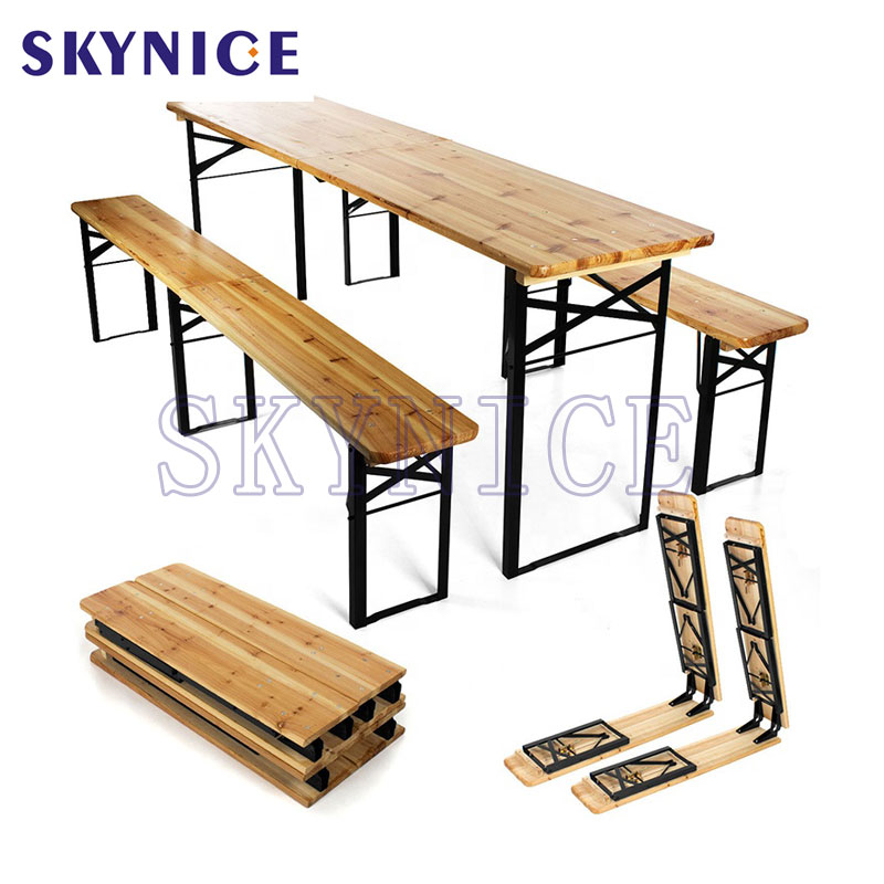 Conjunto de mesa de cerveza comedor de bancos de madera de venta caliente