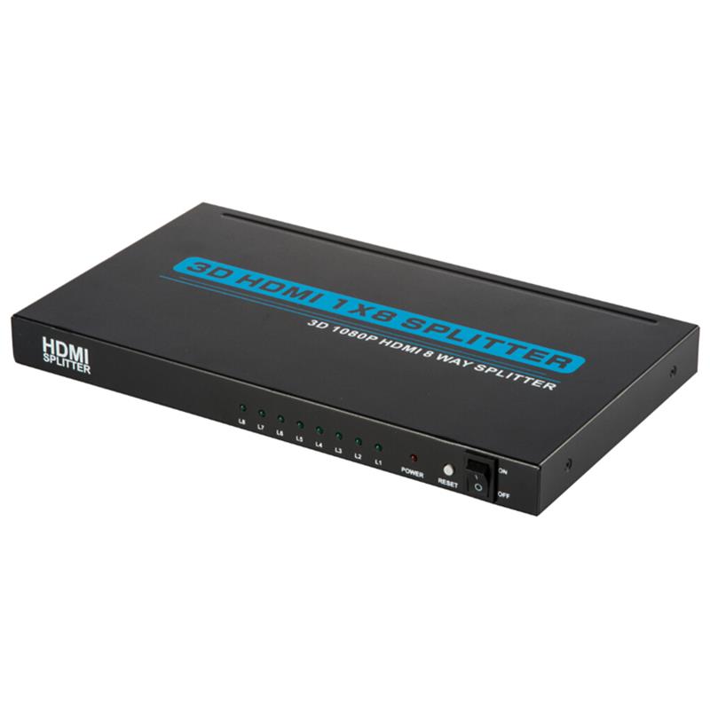 8 puertos HDMI 1x8 Splitter Support 3D Full HD 1080P