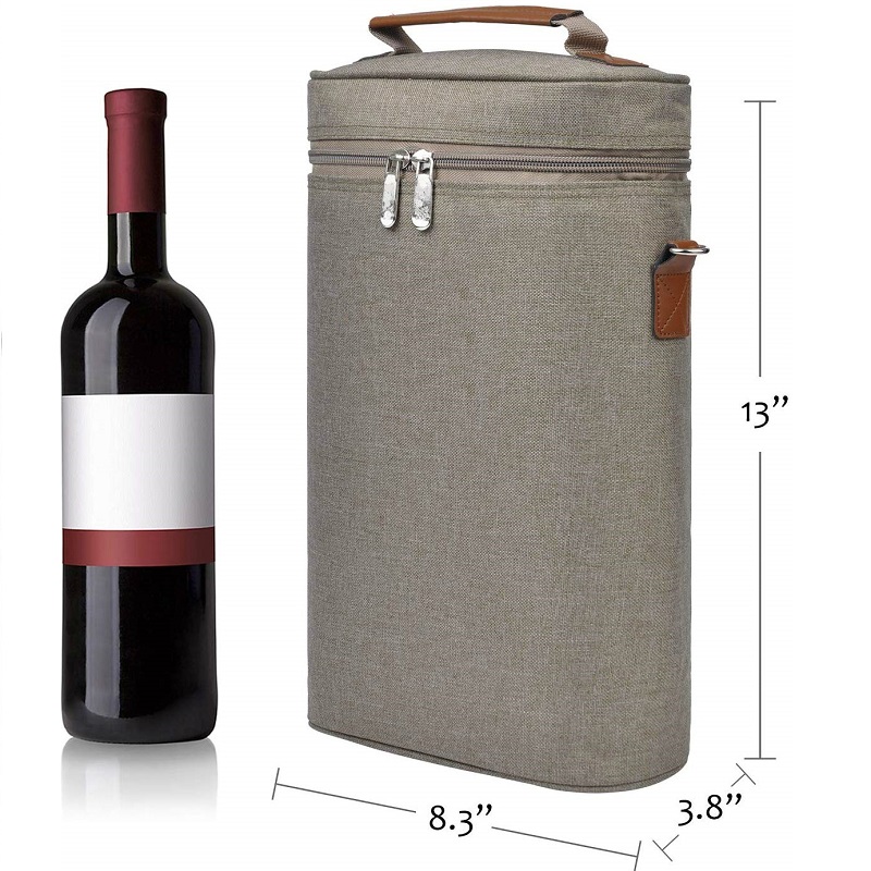 SGC32 Bolsa de picnic de vino con asas personalizadas Bolsa de vino con asa acolchada de viaje al por mayor 2 botellas con correa de hombro ajustable