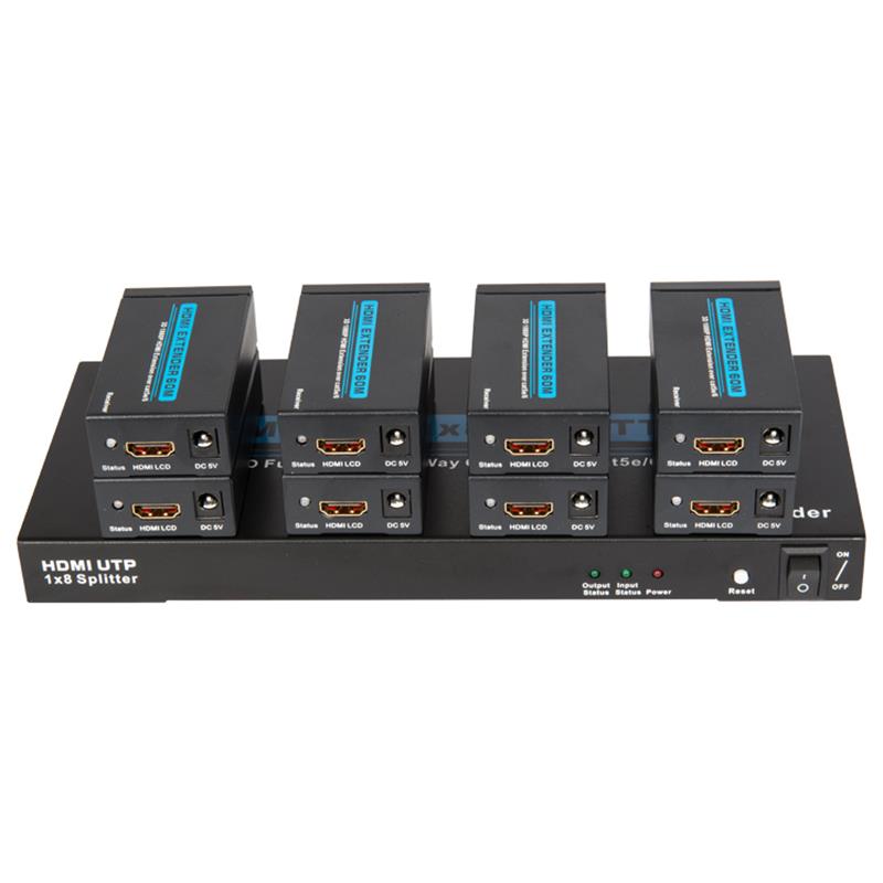 Divisor HDMI UTP 1x8 de 8 puertos sobre Cat5e / 6 individual con 8 receptores de hasta 60 m