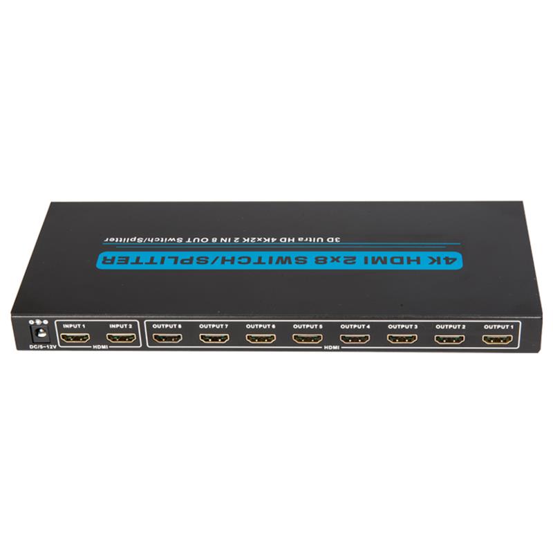 4K / 30Hz HDMI 2x8 Switcher / Splitter Soporte 3D Ultra HD 4Kx2K / 30Hz