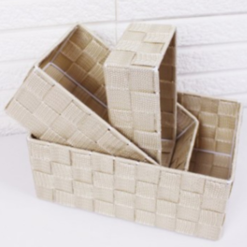 Cesta de tela de polipropileno tejida a mano