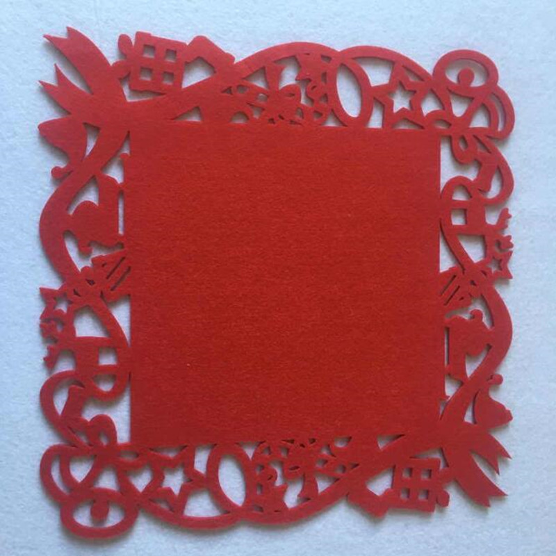 VENTA CALIENTE Laser Cut Flower Felt Placemats Cocina Cena Mesa Copa Mats Cojín Rojo