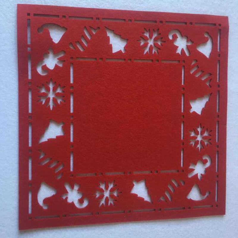 VENTA CALIENTE Laser Cut Flower Felt Placemats Cocina Cena Mesa Copa Mats Cojín Rojo