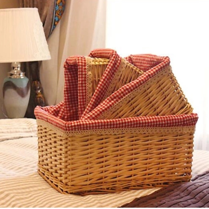 Juego de 3 canastas de mimbre