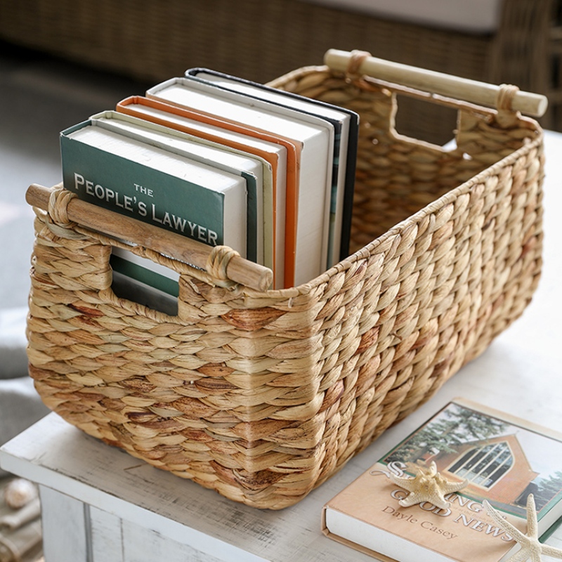 Juego de 3 canastas de almacenamiento de jacinto de agua