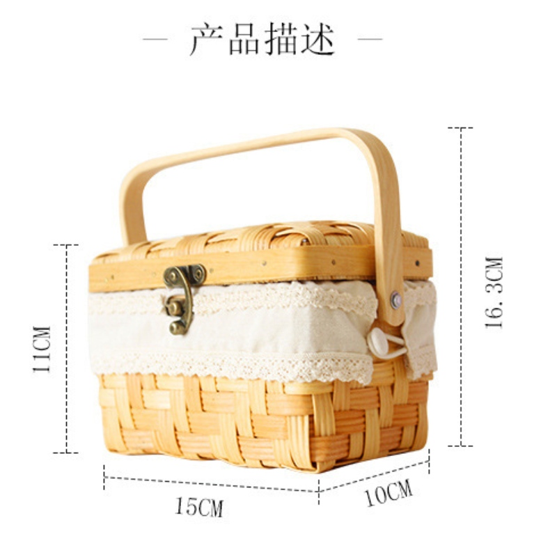 Cesta de madera con tapa