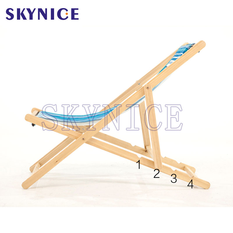 Silla de playa reclinable de madera plegable