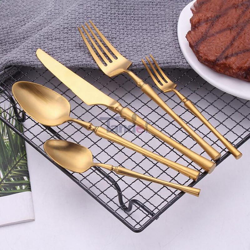 Cubiertos delgados del estilo de la cintura pvd cubiertos cubiertos de acero inoxidable oro mate set 1 comprador