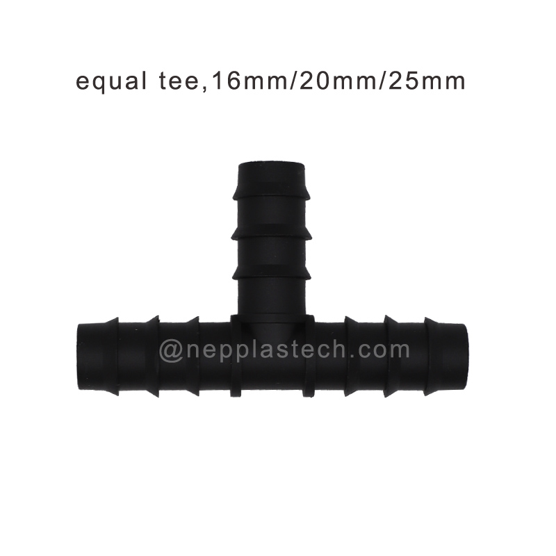 sistema de riego automático solar T de púas de tubo de PE de 25 mm, conectores de púas de codo de tubo de 20 mm de PE, conectores rectos de tubo de PE de 16 mm