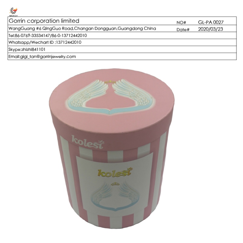 GL_PA0027 flor de barril caja de tubo de caja de papel redonda para vestido de niños