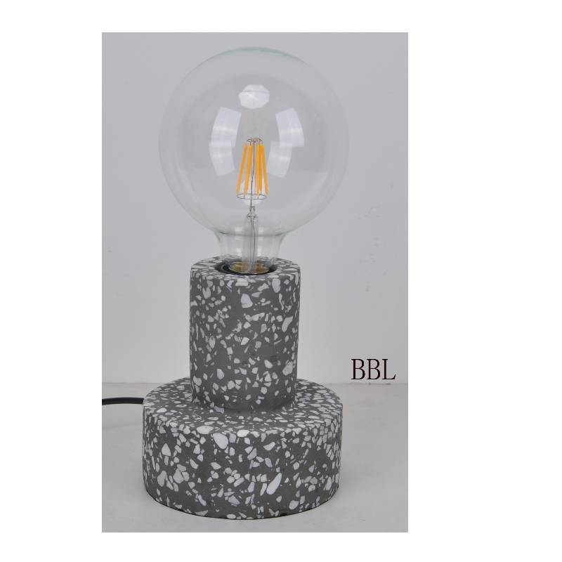 Lámpara de mesa redonda de mosaico de hormigón natural