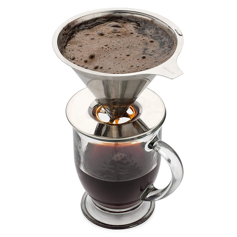 Filtro de café con red vertical rellena reutilizable con goteo de acero inoxidable