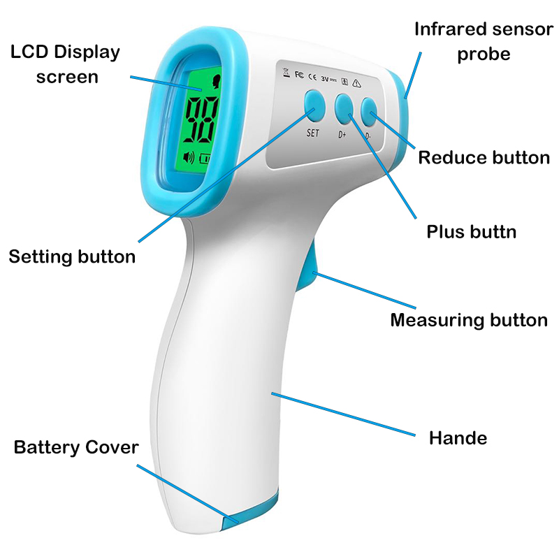 Termómetro infrarrojo digital sin contacto de pistola de temperatura precisa de mano