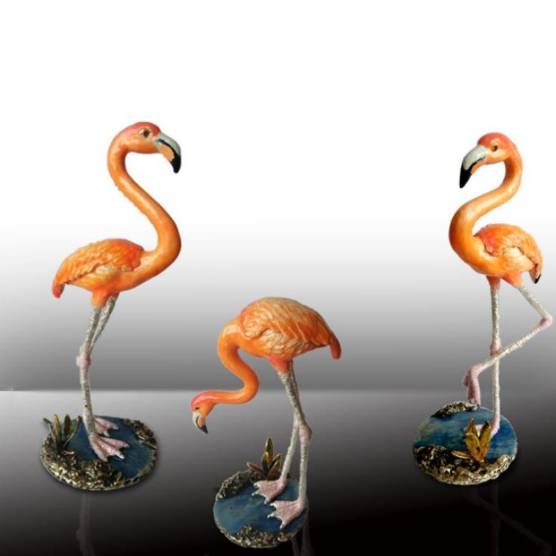Flamingo, esmalte Nórdico, joyería, caja de metal, tapicería, resina, artesanía.