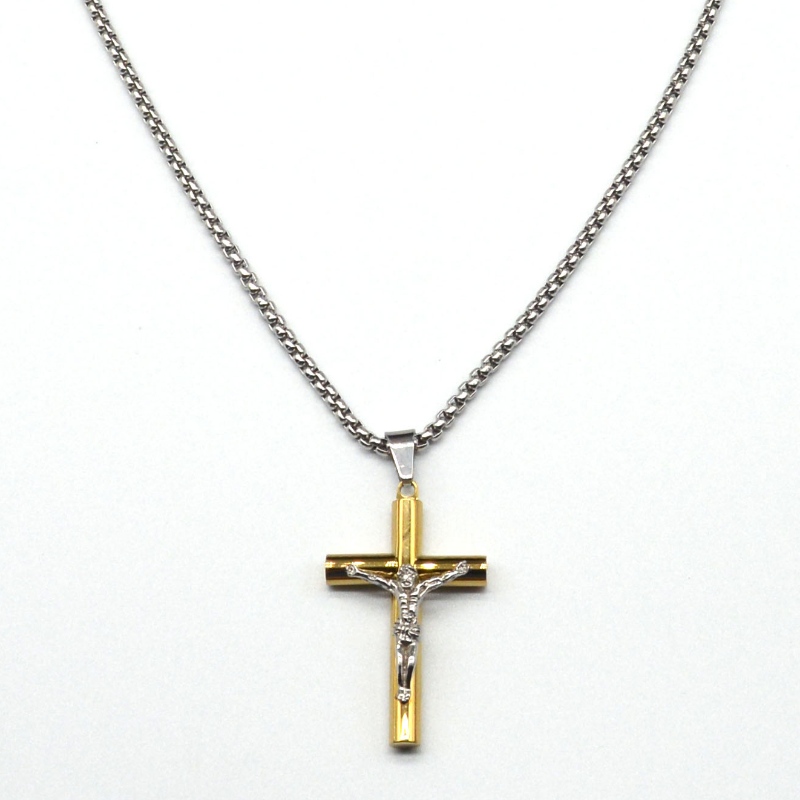 Cruz de acero inoxidable collar colgante de Jesús rfbnck1098