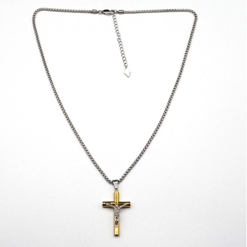 Cruz de acero inoxidable collar colgante de Jesús rfbnck1098