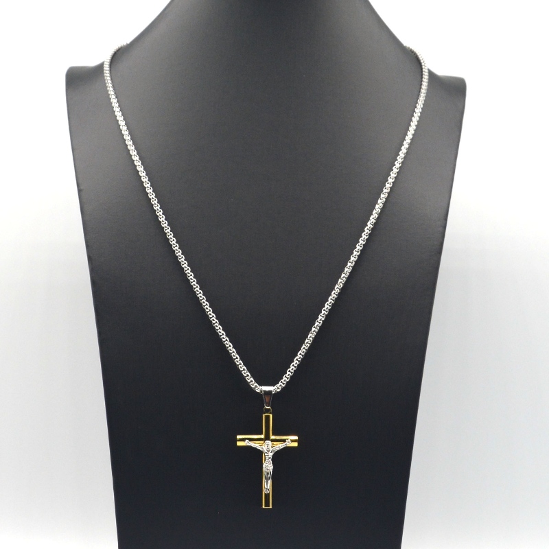 Cruz de acero inoxidable collar colgante de Jesús rfbnck1098