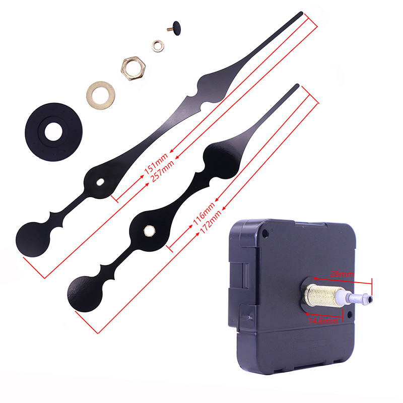 Movimiento de reloj de cuarzo negro HR1688 de 23 mm y manecillas grandes