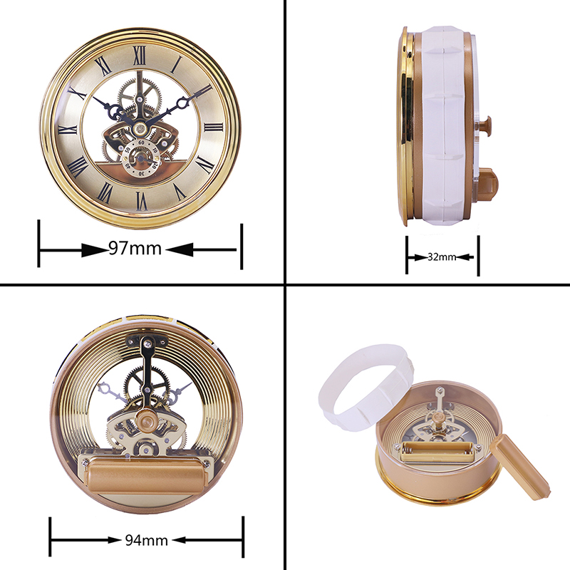 Inserto de reloj esqueleto de metal dorado de 97MM
