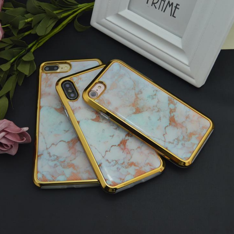 IPhone dos en uno electrochapado en PC para la personalización de fábrica iPhone EX Plus Marble, drop-gel case