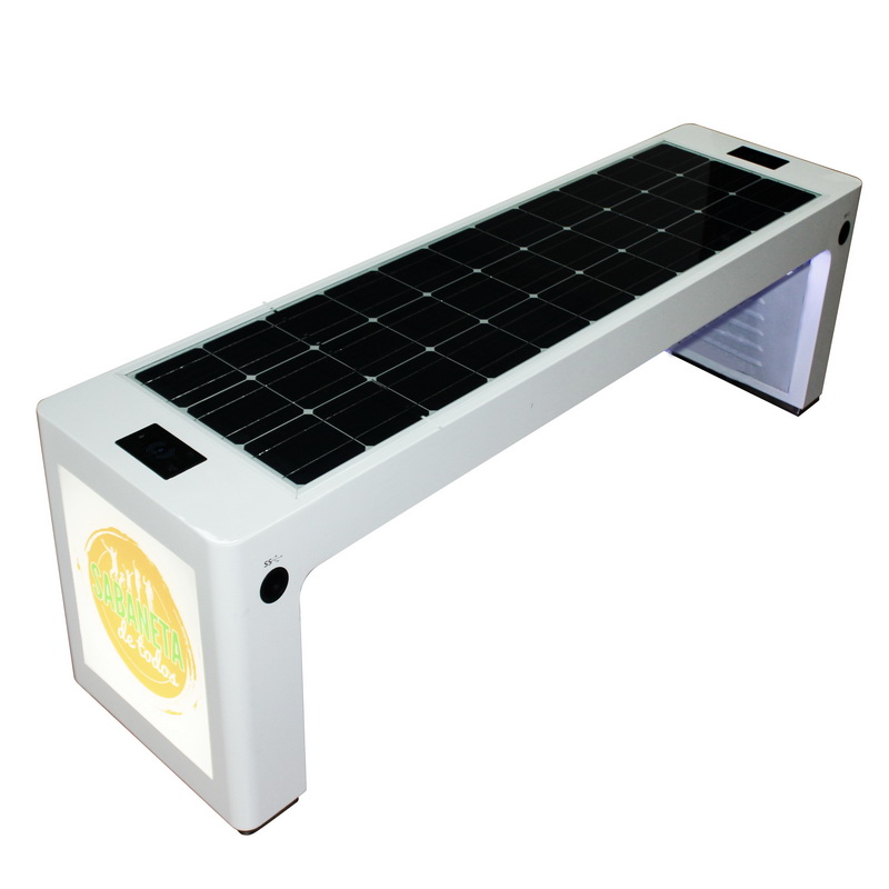 Mejor diseño Color blanco Energía solar Carga móvil WiFi Hotpot Banco de jardín inteligente