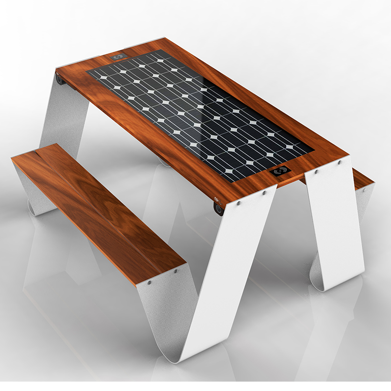 Cargador de teléfono USB Muebles de calle al aire libre Mesa de panel inteligente con energía solar