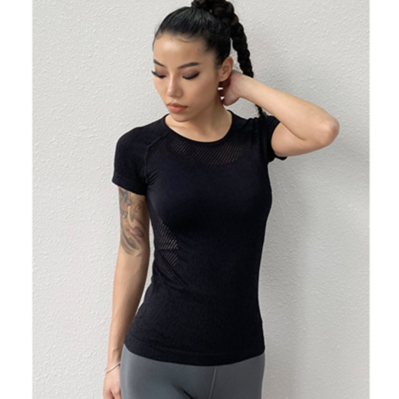 Top de yoga casual de manga corta de secado rápido higroscópico deportivo de moda