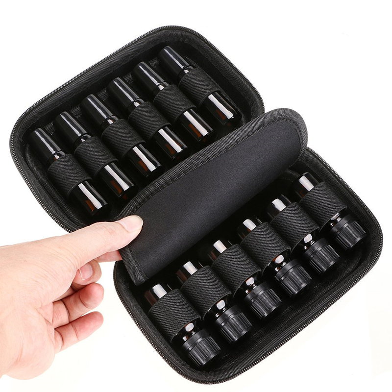 12 rejilla bolsa de aceite esencial esencia botella de aceite bolsa de almacenamiento cremallera portátil caja de embalaje de aceite esencial caja de almacenamiento