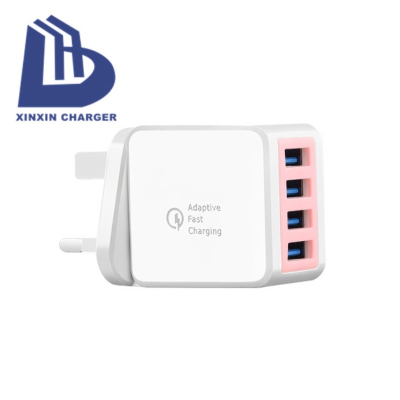 Unión Europea / Estados Unidos / Reino Unido enchufe 2.1a.4 puerto USB squash Exchange Travel Charter adaptador portátil cargador 18 W 3.0 cargador rápido