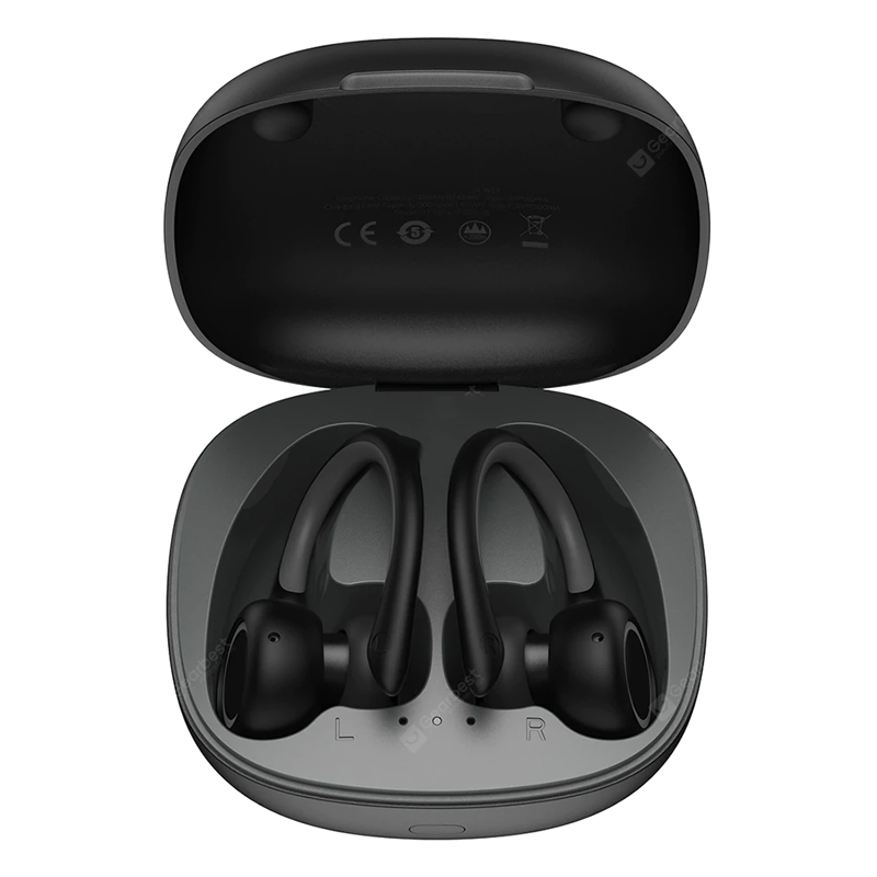 Baseus Encok W17 Sport Auriculares Bluetooth Auriculares TWS Auriculares inalámbricos Auriculares Soporte Qi Carga inalámbrica Smart Touch IP55 Impermeable - Negro