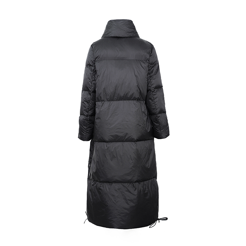 Abrigo largo / chaqueta de plumas para mujer con capucha no desmontable.