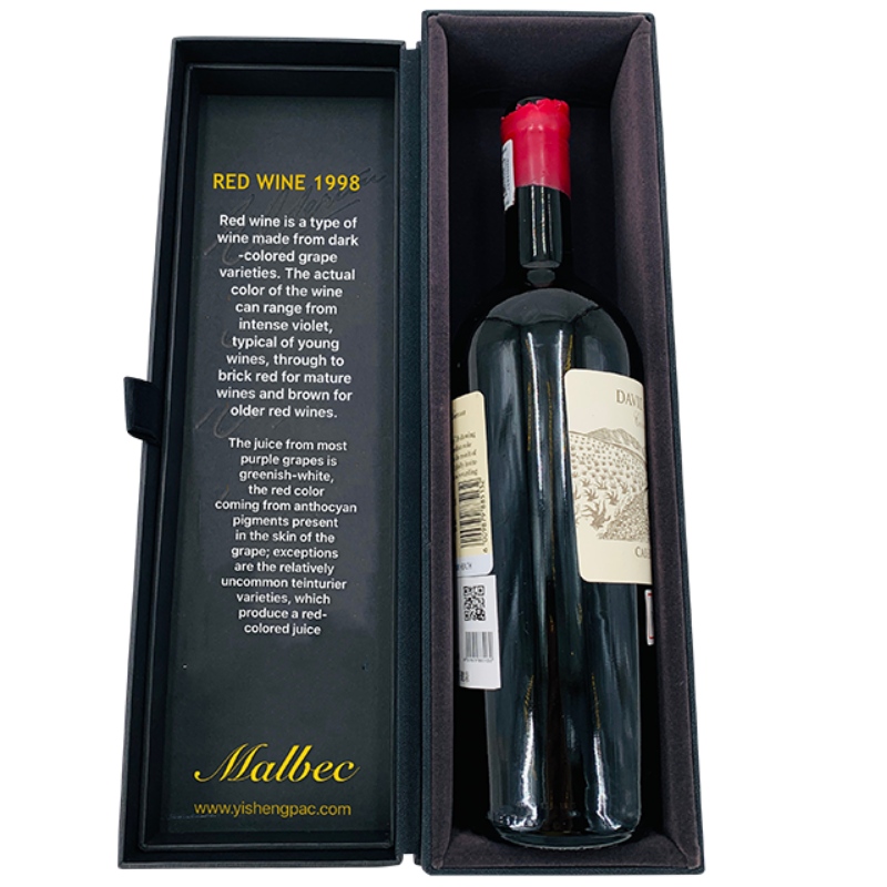 Caja de embalaje de vino personalizada de lujo con EVA negro en el interior