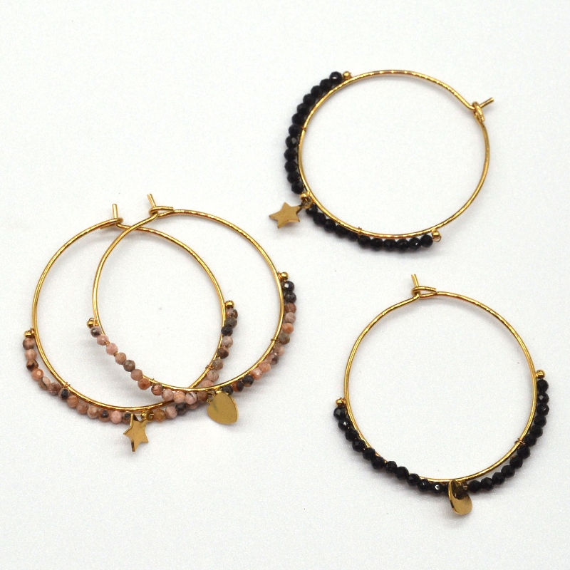 Pendientes redondos, cuentas de uso, estilo étnico, retro, estilo bohemio, pendientes circulares, estilo para mujer, estilo bohemio estrella, colgante, fábrica de procesamiento de joyas de China Ruifanbao