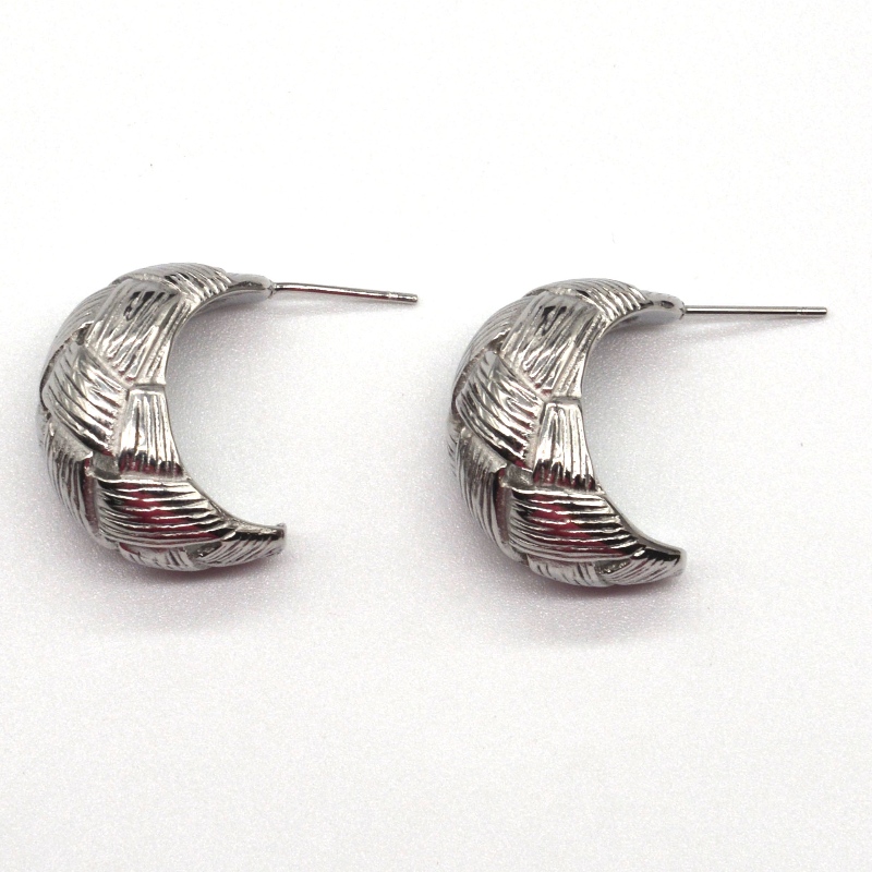 Pendientes de plata pendientes redondos de sarga grabados para mujer, fábrica de procesamiento de joyas de Ruifanbao de China