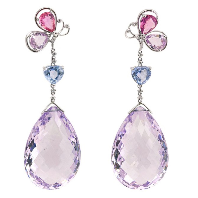 Pendientes colgantes de mariposa de plata de ley 925 con ajuste de garra artesanía Fábrica de procesamiento de joyería China Ruifanbao