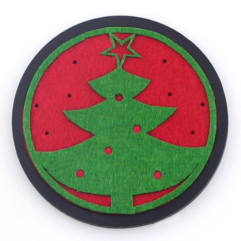 10 posavasos redondos de fieltro navideño engrosado