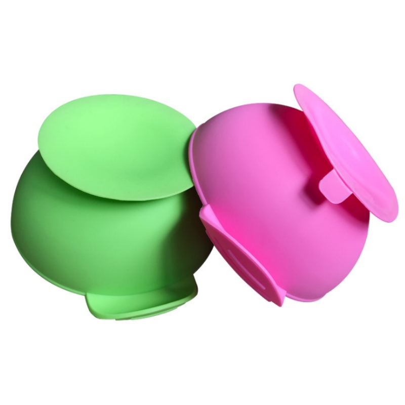 Placa sonriente ovalada integrada de silicona Placa de cara sonriente para niños con babero de bebé