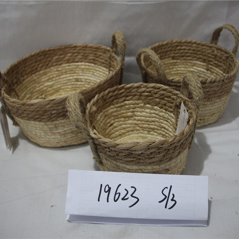 Bolsa de cesto con cordón de paja natural orgazinal