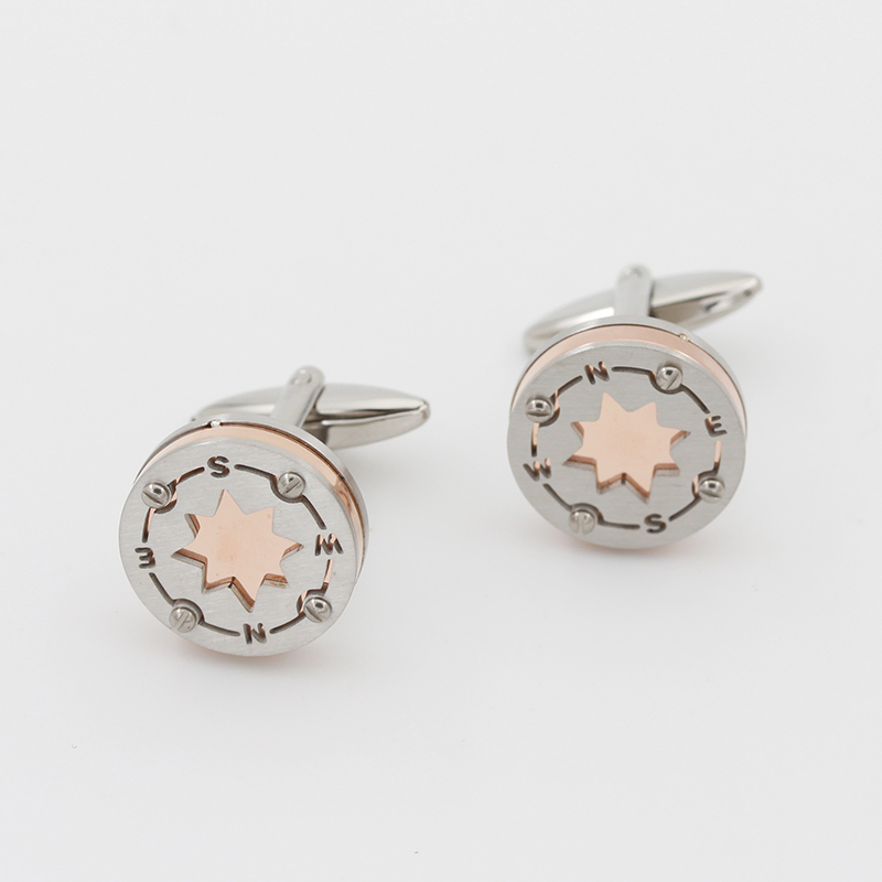 Gemelos estilo viento de dos tonos de acero inoxidable para hombre al por mayor