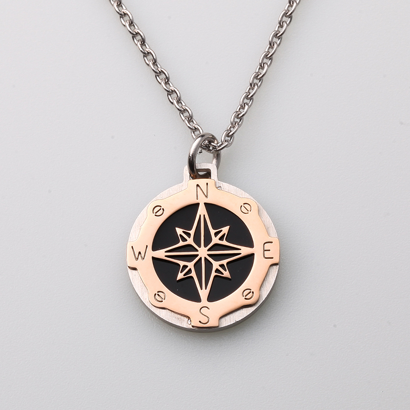 Collar de hombre colgante de ancla de viento de timón de joyería de acero inoxidable de estilo italiano hecho en china