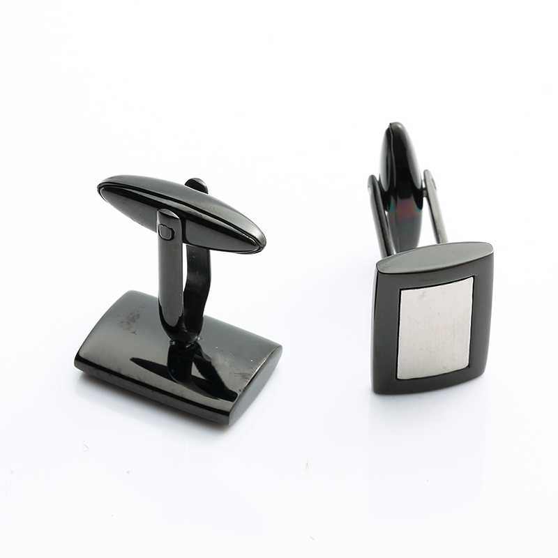 Gemelos de acero inoxidable chapado en negro de dos tonos, proveedor de joyería de China, gemelos para hombres