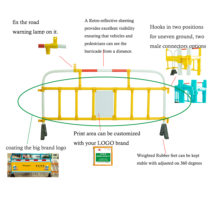 Barreras de protección peatonal de plástico Dos tamaño de tamaño Multitud Control barreras para la seguridad