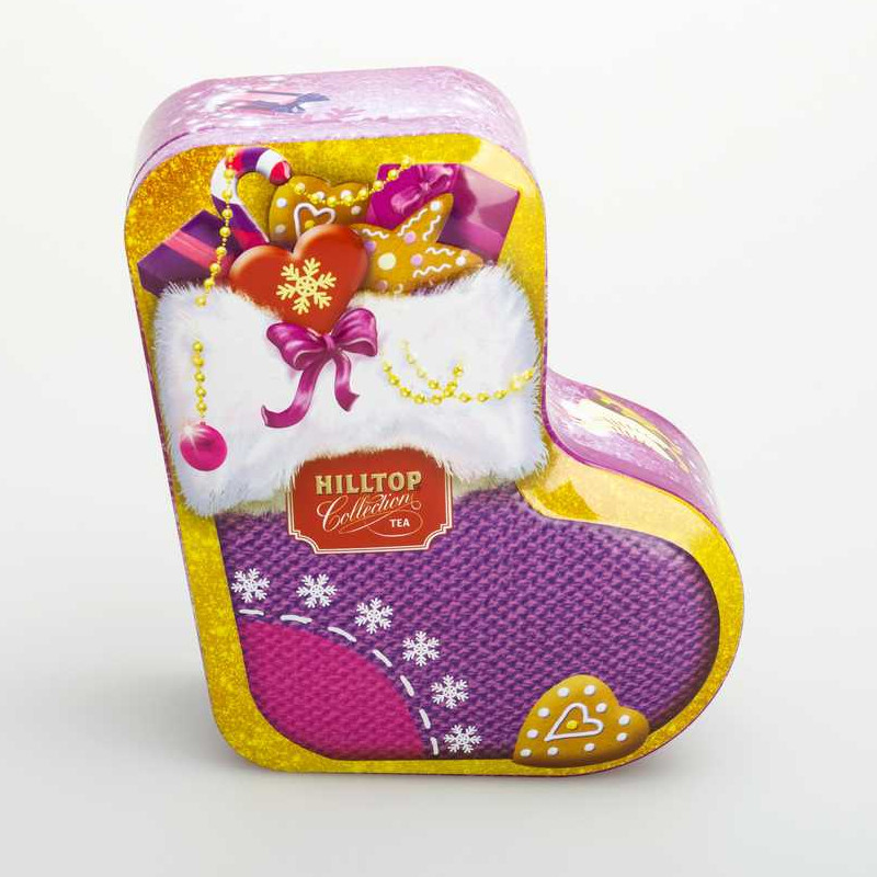 Caja de lata personalizada con forma de calcetín de Navidad DR0678A-01 144x132x55