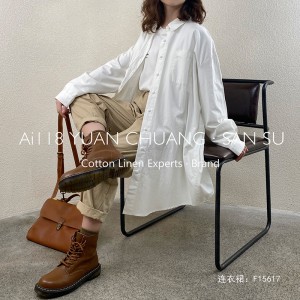 Diseño liviano diseño sencillo moda casual color estampado color algodón extra grande personalizado 15617 camisa vestido