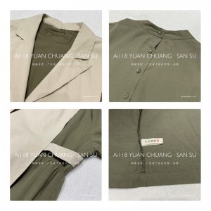 Diseño holgado Minimalista Elegante Casual Color sólido Algodón y lino de color estampado de gran tamaño personalizado 19598 Camisa Vestidos + Chaleco